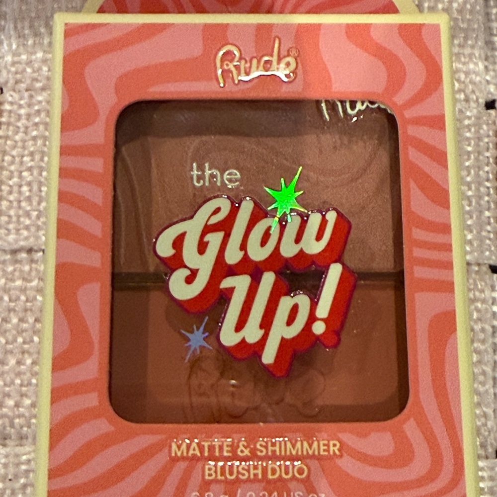 RUDE The Glow Up! Matte & Shimmer Blush Duo - Coral Pink and Warm Brown